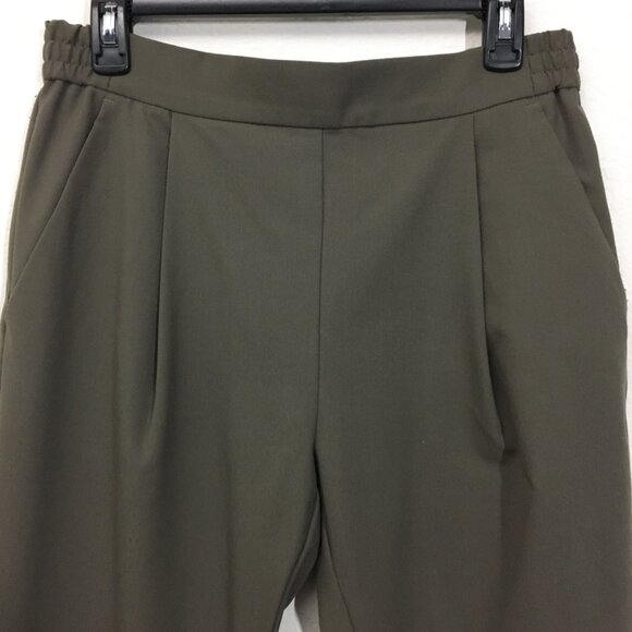All Saints Size 6 Green Pleated Front Tapered Leg Pull On Stretch Trouser Pants - Picture 2 of 12